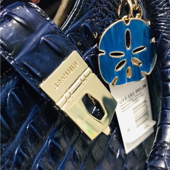 BRAHMIN SET - Elisa Ink Hobo + Checkbook Wallet + Sand Dollar Tassel - Picture 6 of 16